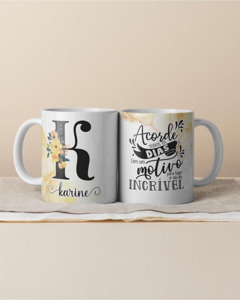 Caneca Alfabeto floral, e frase - #14