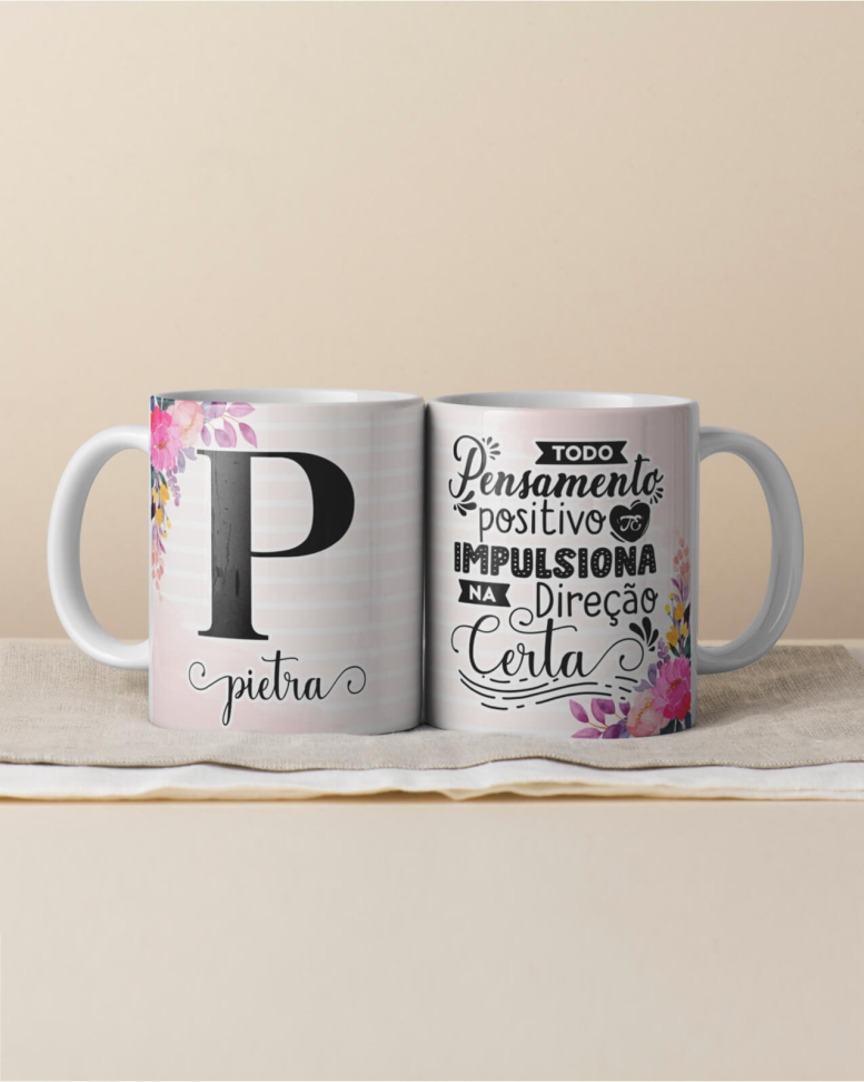 Caneca Alfabeto floral, e frase - #9