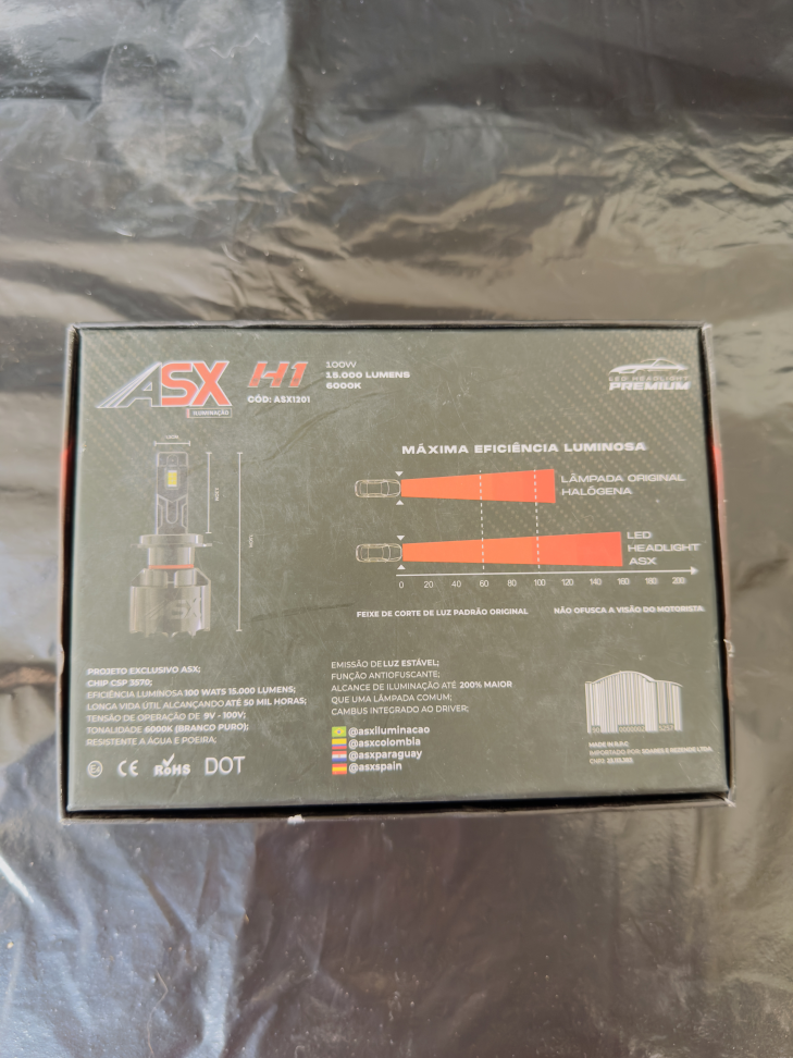 Lâmpada Farol Led Premium Asx 15000 Lumens 6000k 100w Bivolt H1