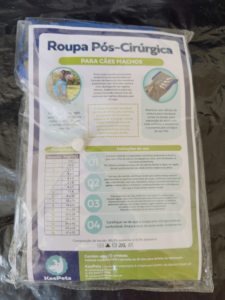 Roupa Pós Cirúrgica Pet Castração Macho Nº 3 KeePets