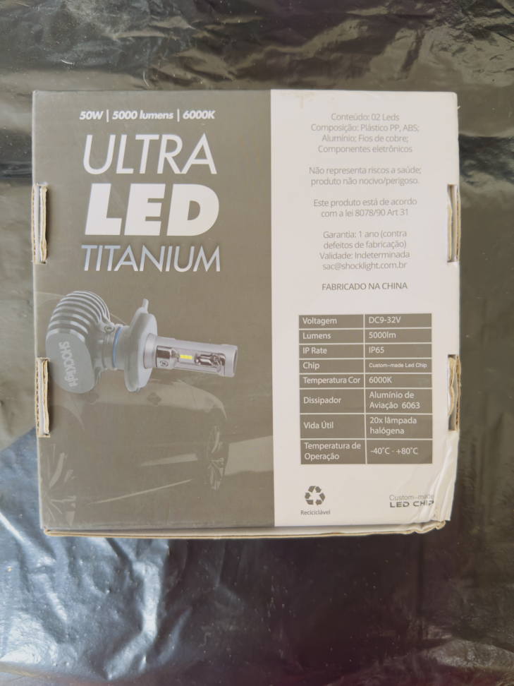 Ultra Led Shocklight Titanium 10000 Lúmens 6000k Encaixe H3