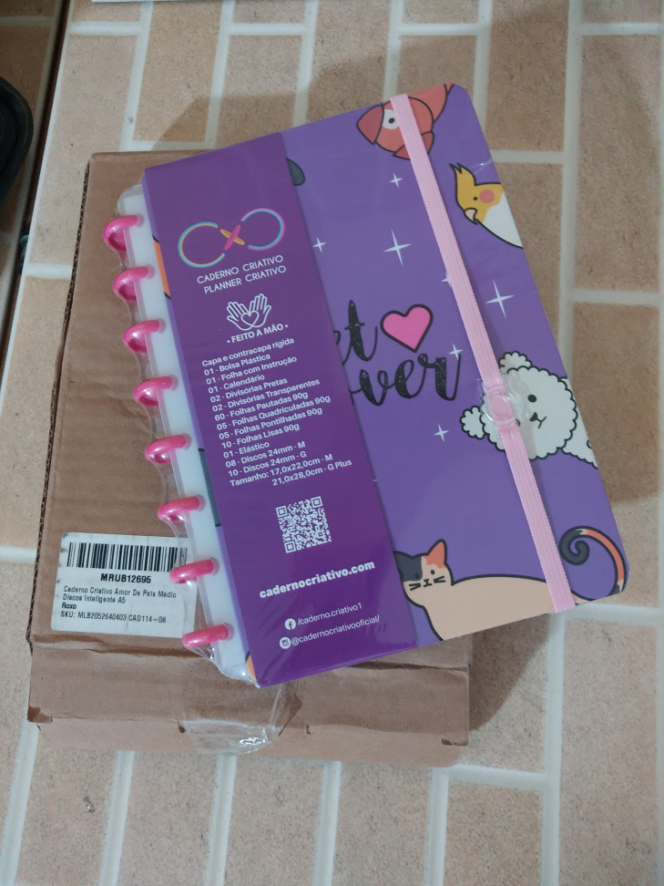 Planner caderno criativo para pet lilás e rosa
