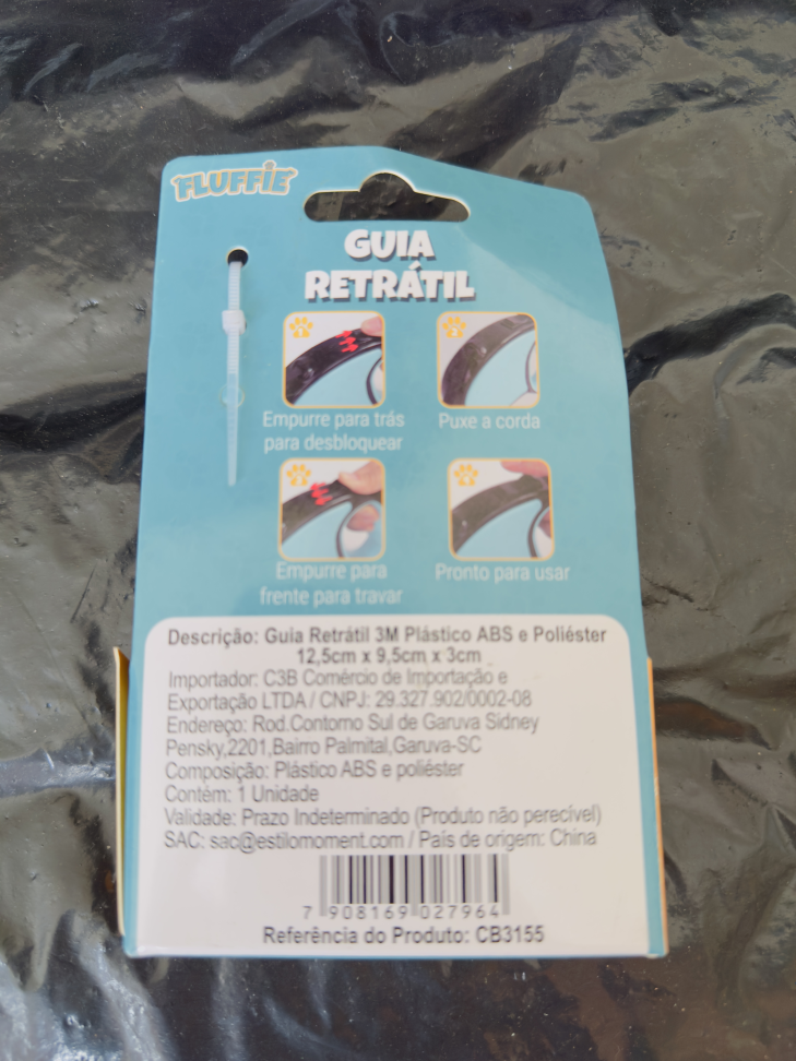 Guia Retrátil Seguro Para Coleira Passeio Cães 3 Metros 10kg