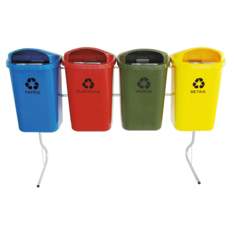 CONJUNTO PARA COLETA SELETIVA DE 50L COM 04 CESTOS