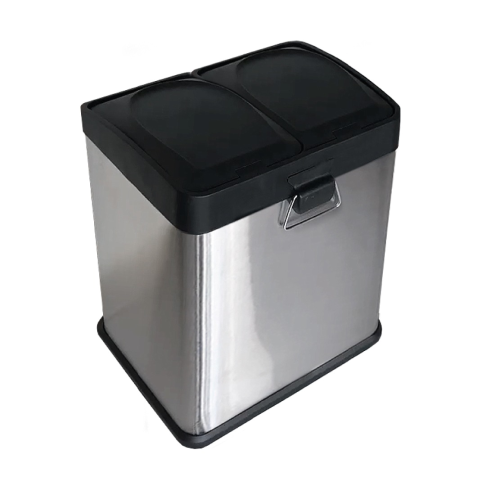 LIXEIRA DUPLA EM AÇO INOX ESCOVADO