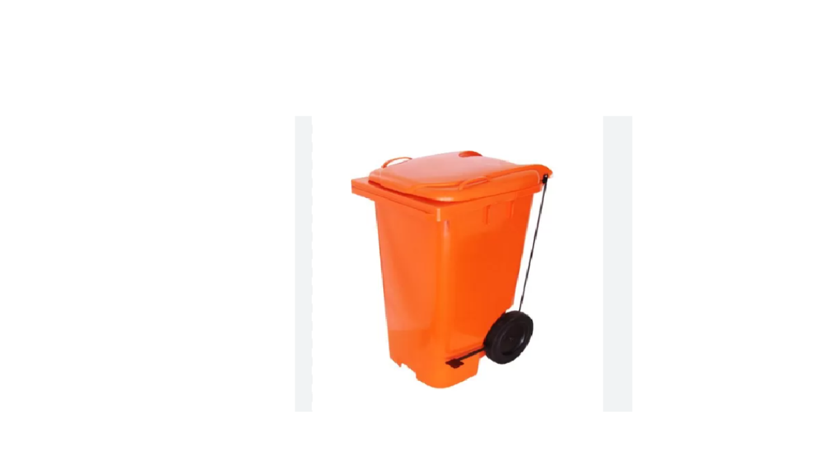 LIXEIRA COLETOR PLÁSTICO 240L COM PEDAL E RODAS DE 200mm