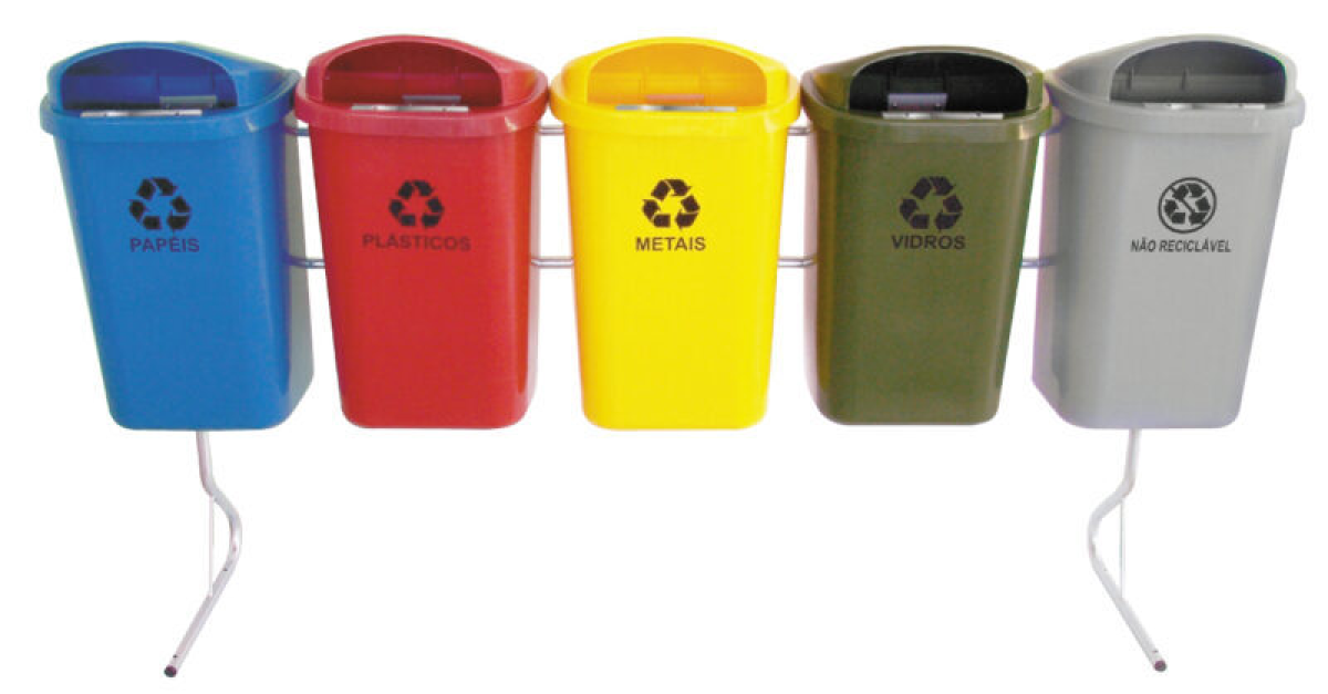 CONJUNTO PARA COLETA SELETIVA DE 50L COM 05 CESTOS