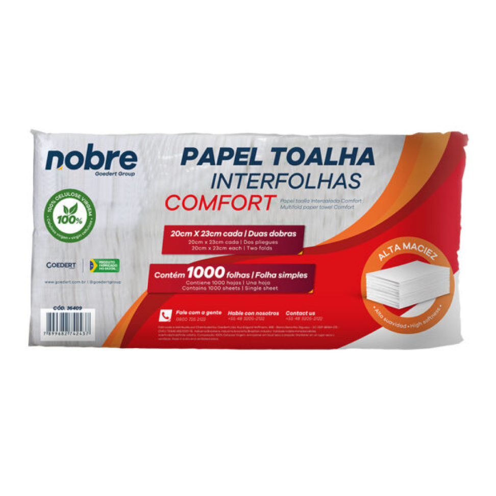 PAPEL TOALHA INTERFOLHAS COMFORT - 20X23CM - C/1000FLS
