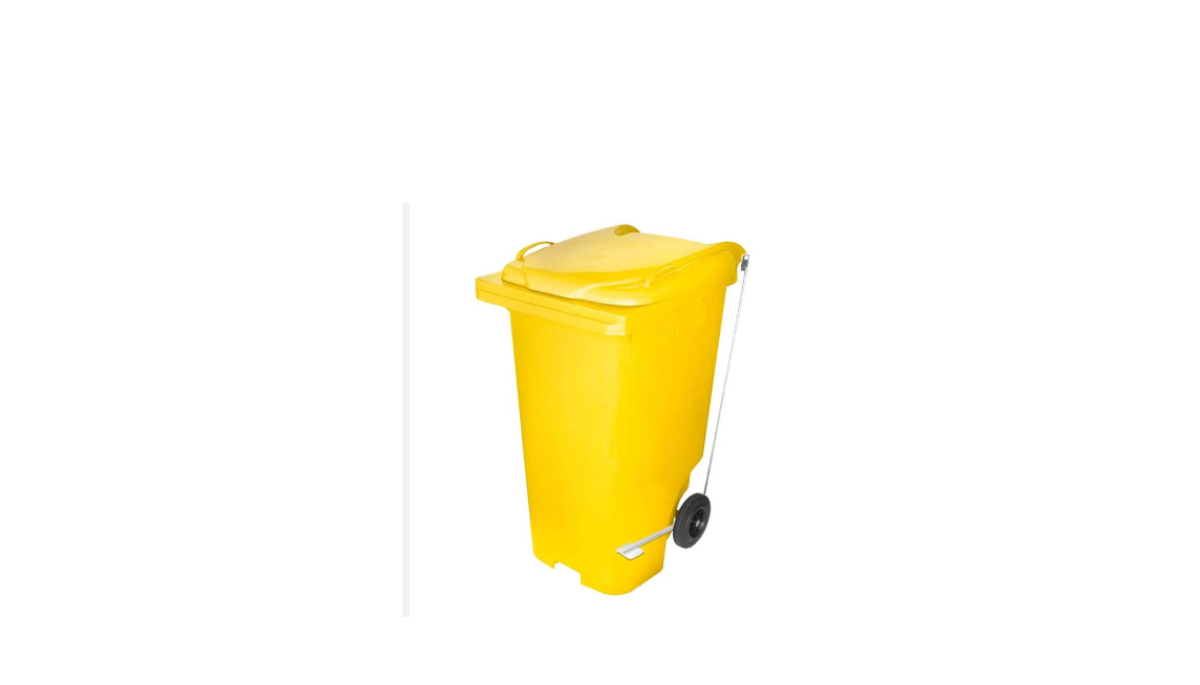 LIXEIRA COLETOR PLÁSTICO 240L COM PEDAL E RODAS DE 200mm
