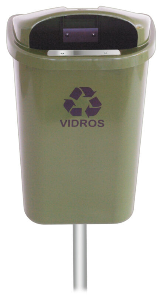 LIXEIRA INDIVIDUAL PARA COLETA SELETIVA 50L COM POSTE