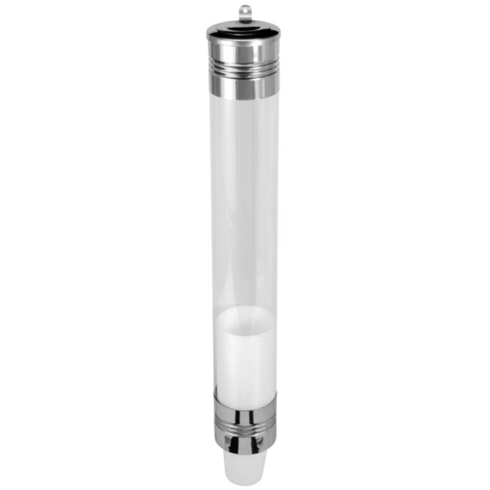 DISPENSER EM AÇO INOX COM TUBO EM PVC PARA COPO DE ÁGUA