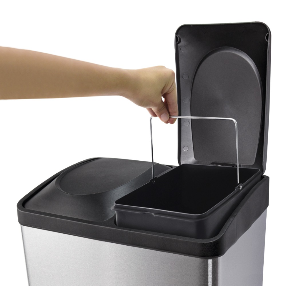 LIXEIRA DUPLA EM AÇO INOX ESCOVADO - #3