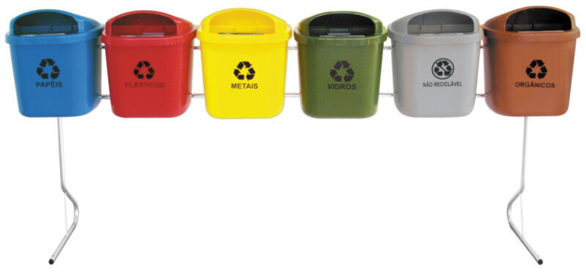 CONJUNTO PARA COLETA SELETIVA DE 40L COM 06 CESTOS