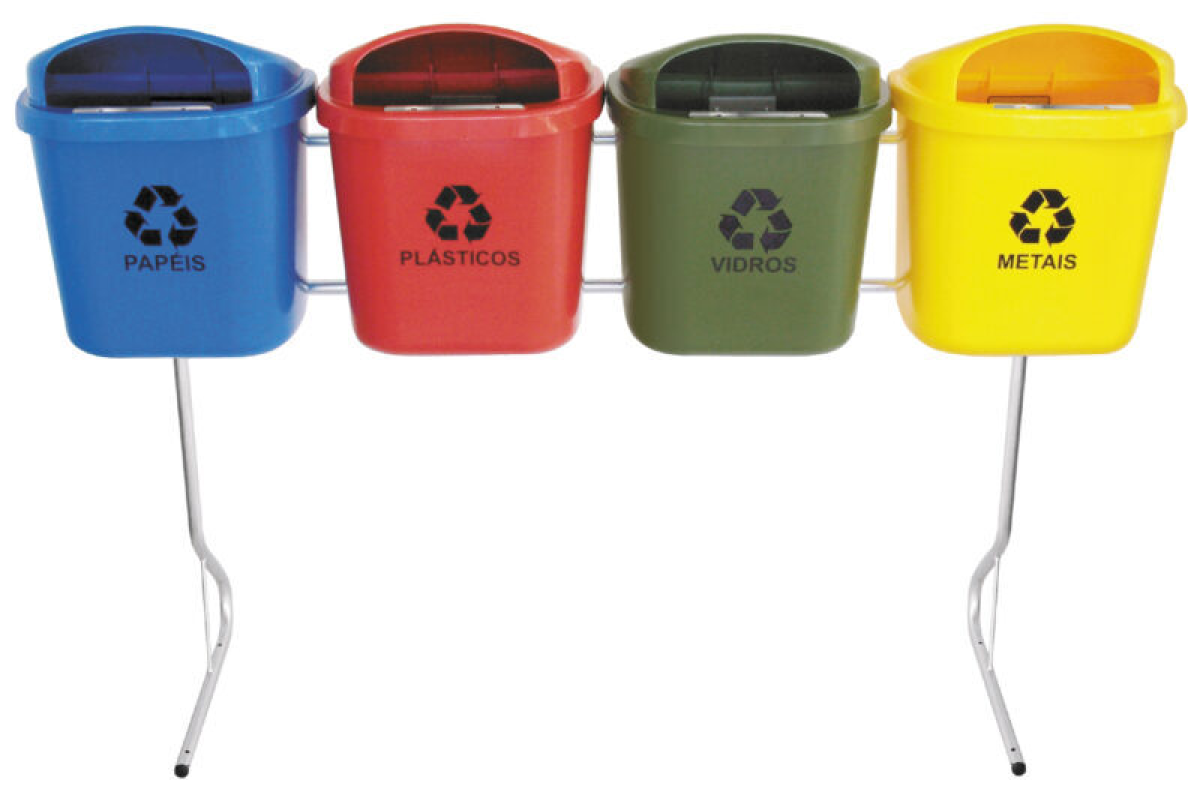 CONJUNTO PARA COLETA SELETIVA DE 40L COM 04 CESTOS