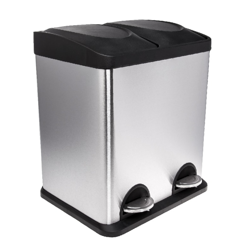LIXEIRA DUPLA EM AÇO INOX ESCOVADO