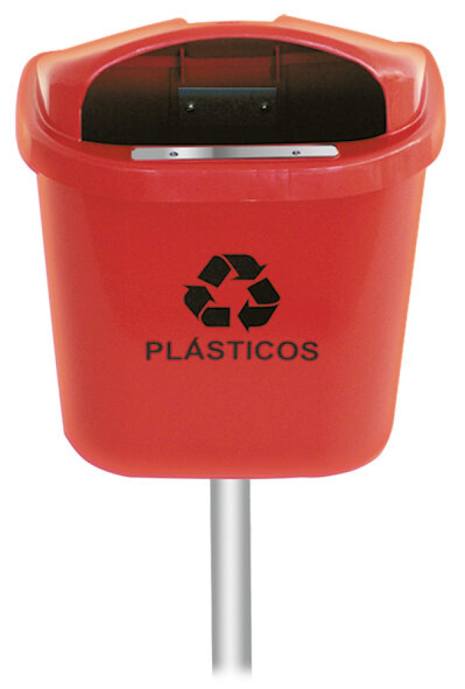LIXEIRA INDIVIDUAL PARA COLETA SELETIVA DE 40L COM POSTE