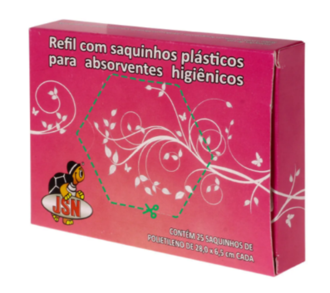 SAQUINHO PLASTICO REFIL C/25UN DESCARTE PARA ABSORVENTE