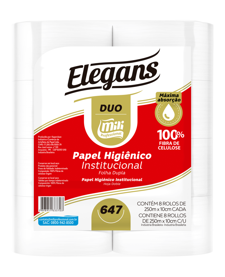 PAPEL HIGIÊNICO ROLO 250M FOLHA DUPLA