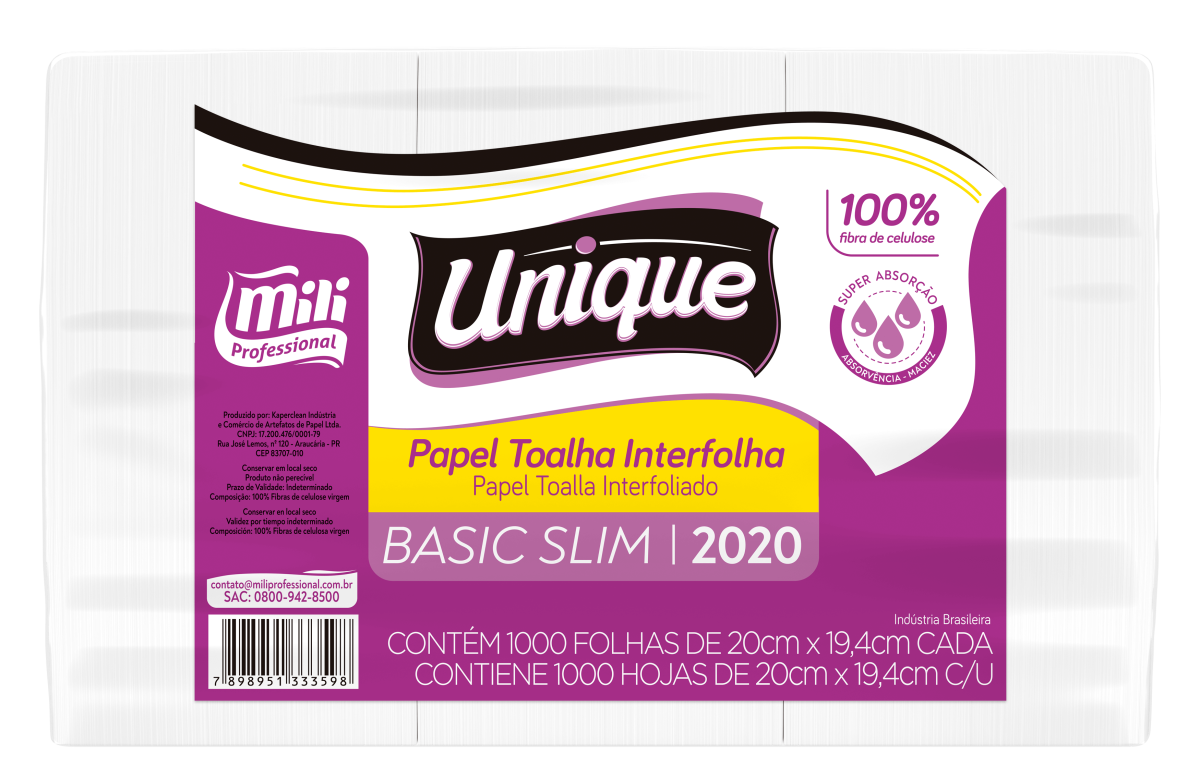 PAPEL TOALHA INTERFOLHA BASIC SLIM 100% CELULOSE