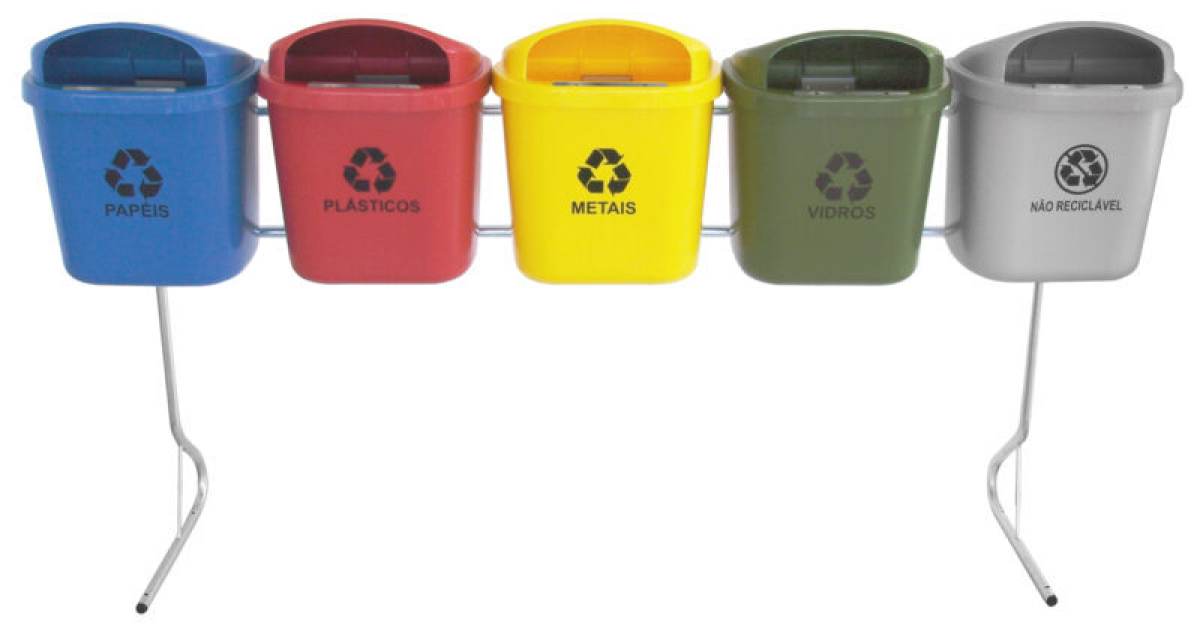 CONJUNTO PARA COLETA SELETIVA DE 40L COM 05 CESTOS