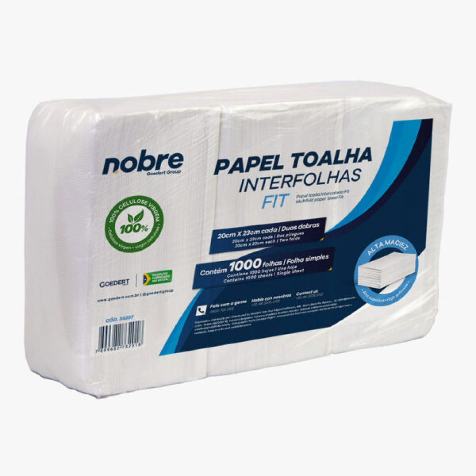 PAPEL TOALHA INTERFOLHAS FIT - 20X23CM - C/ 1000FLS -