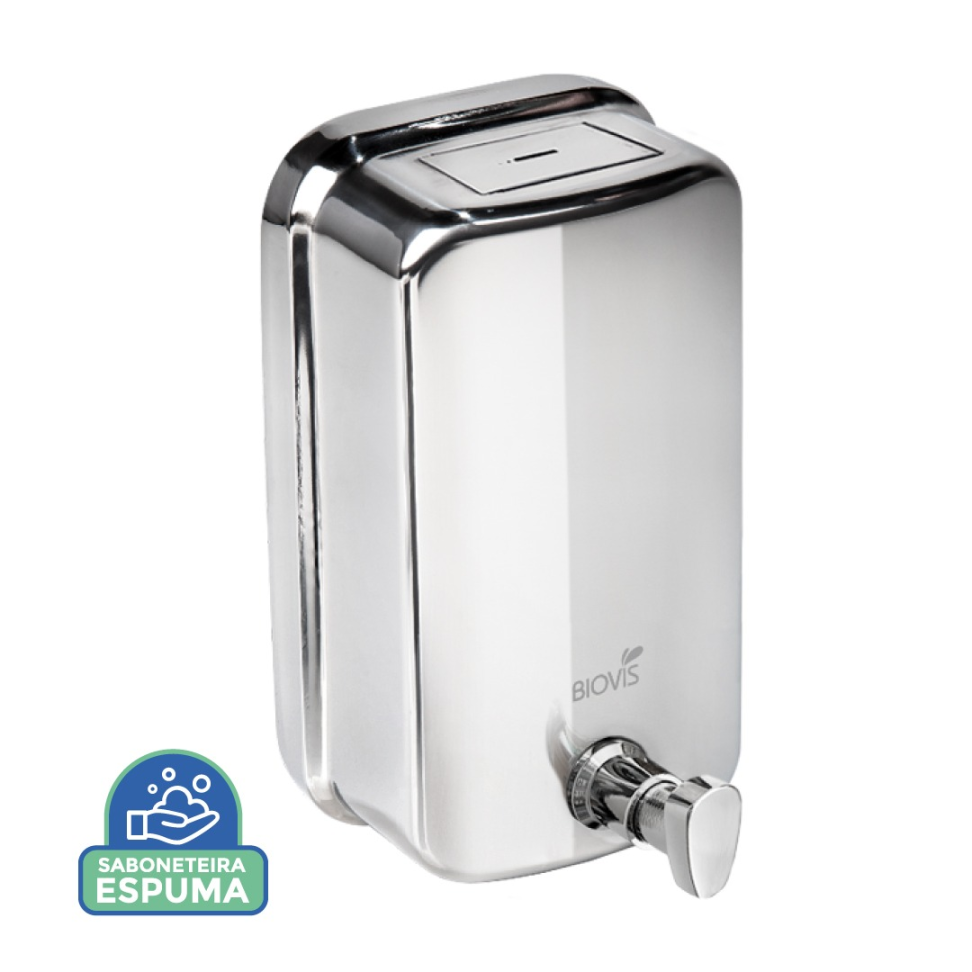 DISPENSER EM AÇO INOX PARA SABONETE EM ESPUMA