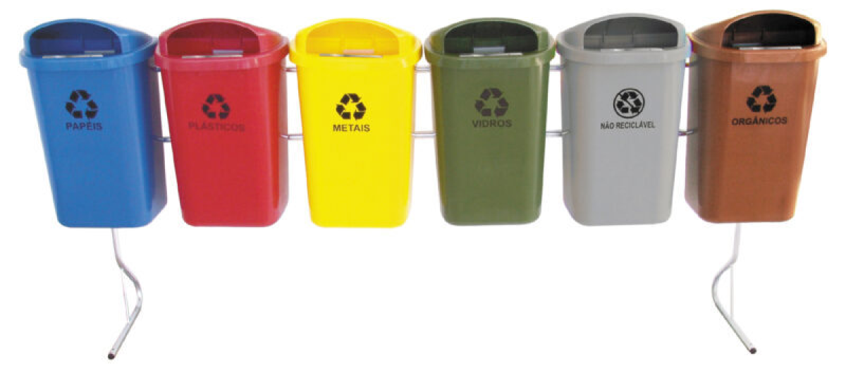 CONJUNTO PARA COLETA SELETIVA DE 50L COM 06 CESTOS