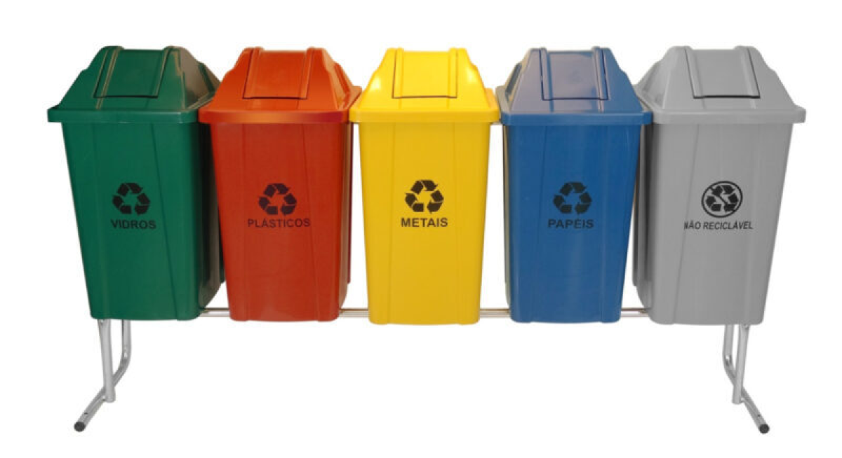 CONJUNTO PARA COLETA SELETIVA COM 5 CESTOS DE 60L