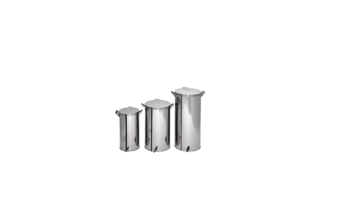 LIXEIRA DE INOX COM TAMPA, PEDAL E ALÇA