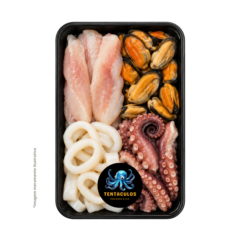 Kit Frutos do Mar (lula, filé de peixe, mexilhão e polvo)