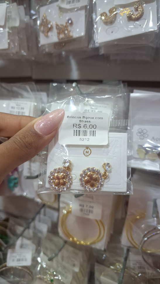 Brinco bijoux com strass