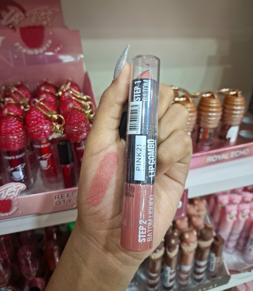 Lip Combo 2 em 1 Batom Líquido Matte + Batom PINK 21- cor 01