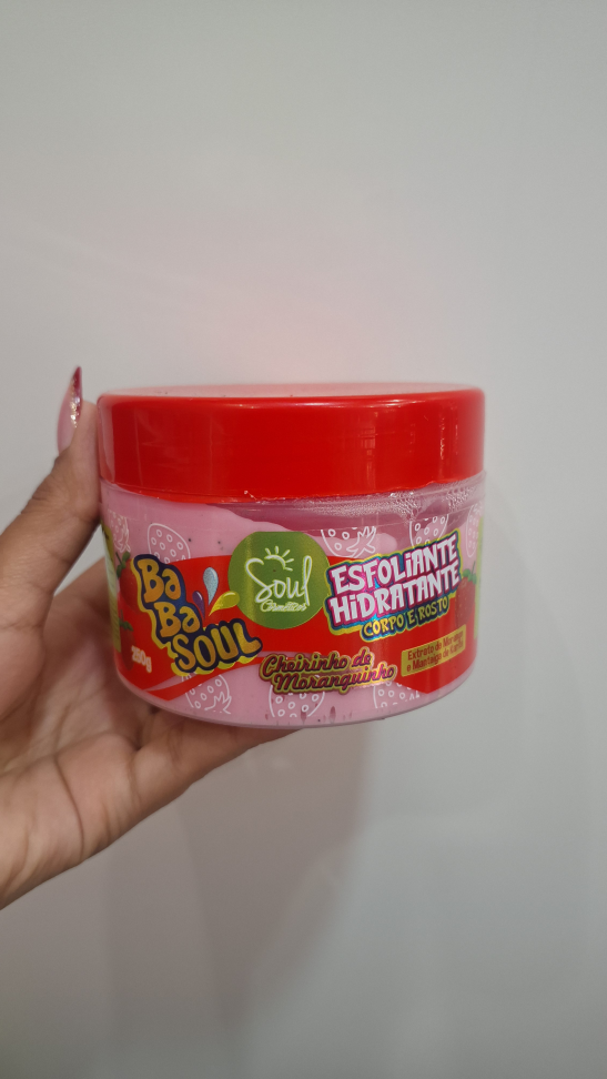 Esfoliante hidratante corpo e rosto Moranguinho Soul Cosméticos