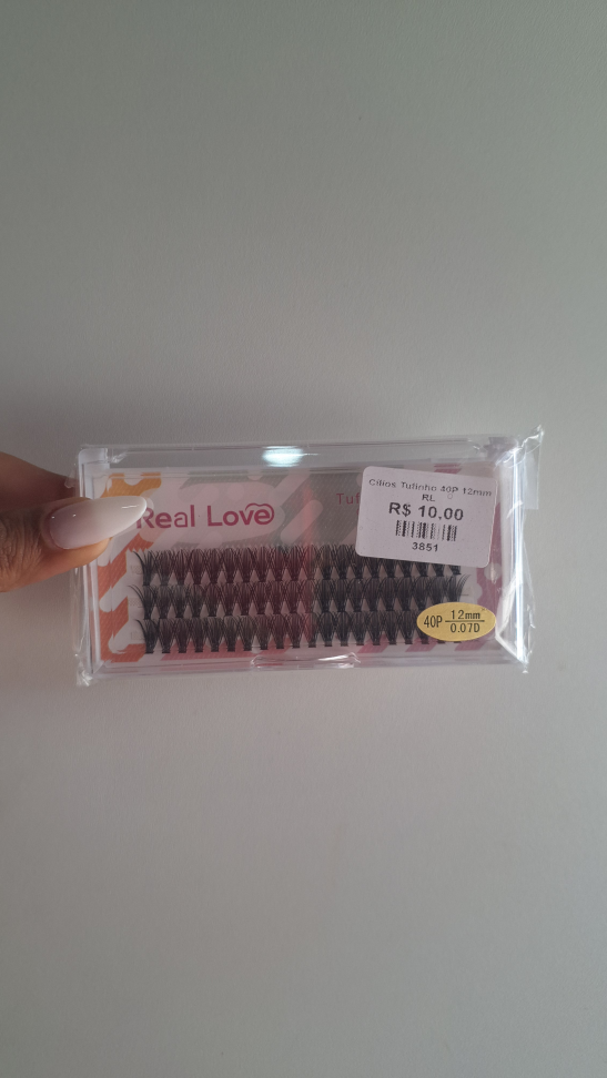 Cilios Postiços 40P Com 3 Fileiras 12mm Real Love