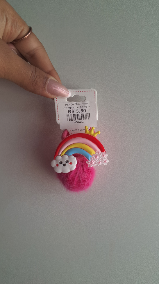 Par de xuxinhas Pompom e Apliques