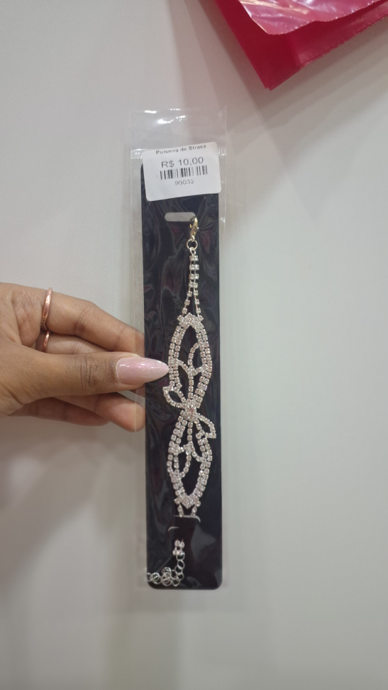 Pulseira De Strass Prata