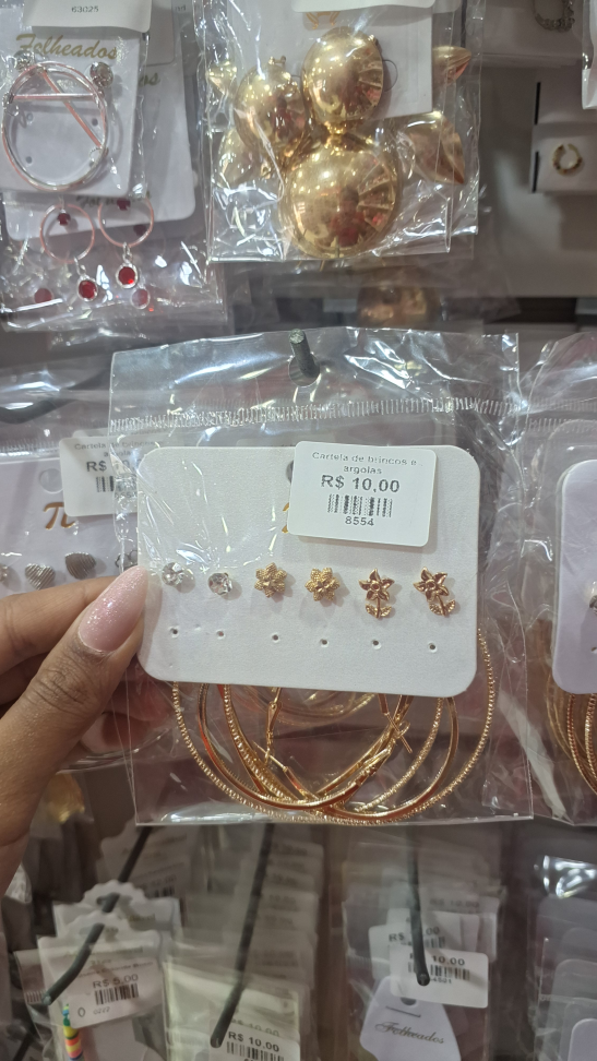 Cartela de brincos e argolas dourado - #3