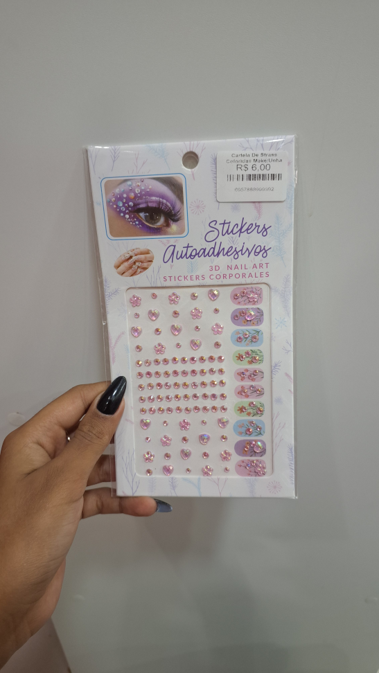 Cartela de strass coloridas Make/unha