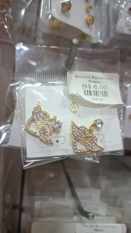 Brinco bijoux com strass