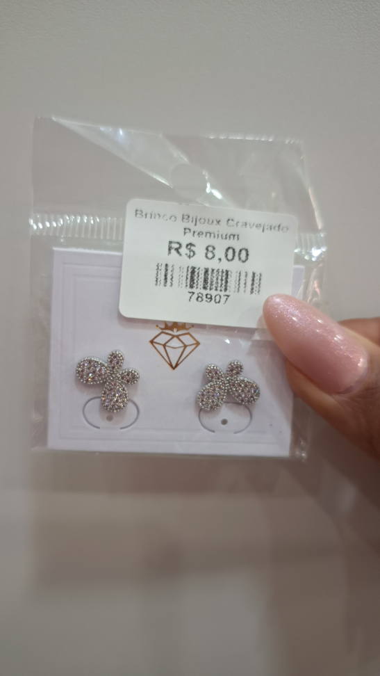 Brinco bijoux cravejado premium