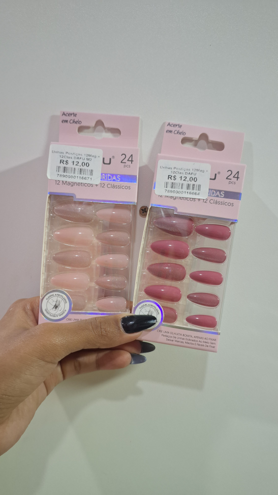 Unhas Postiças 12 Magnéticos + 12 Clássicos Dafu M12