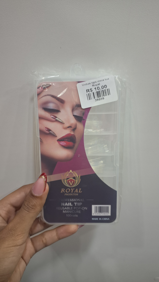 Unhas tips meia lua royal