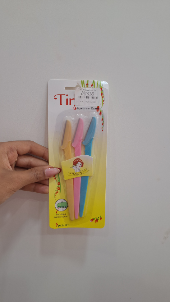 Kit 3 navalhas de sobrancelha
