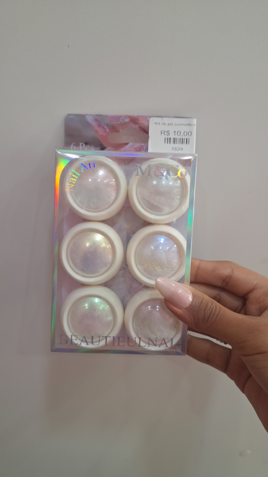 Kit de pó cromado com 6