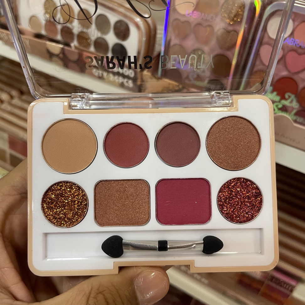 Paleta de Sombras c/8 cores e Pincel SARAH'S BEAUTY - Tipo C - #2