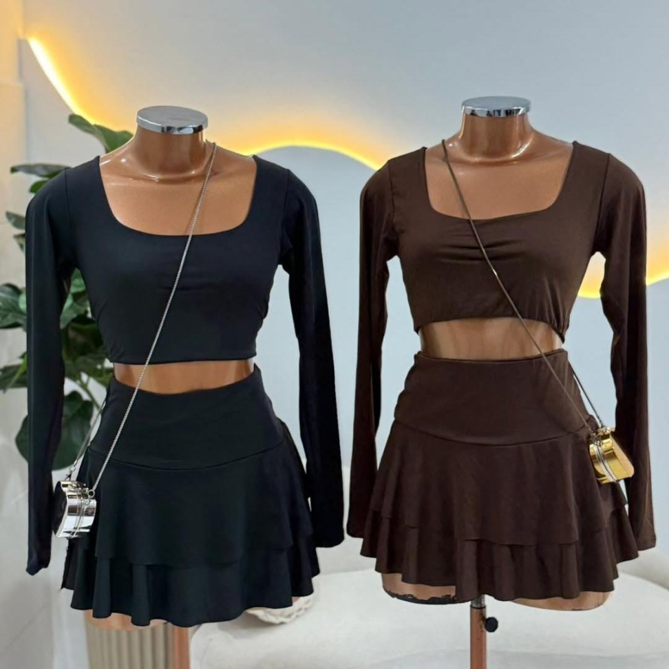 Conjunto short saia babado e blusa de manga longa 320 - #4