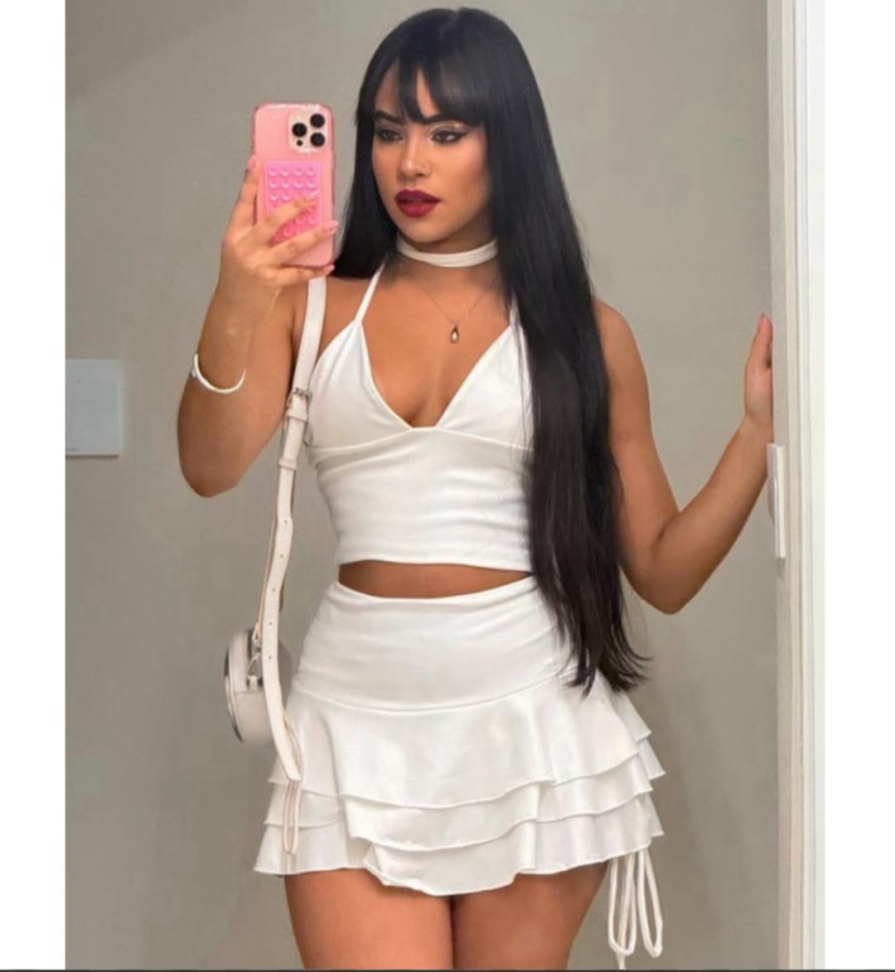 Conjunto short saia babado e cropped amarração 320
