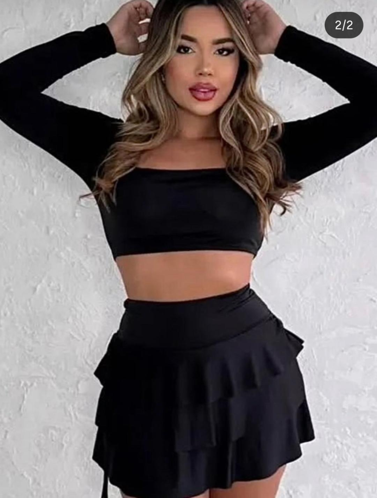 Conjunto short saia babado e blusa de manga longa 320 - #3