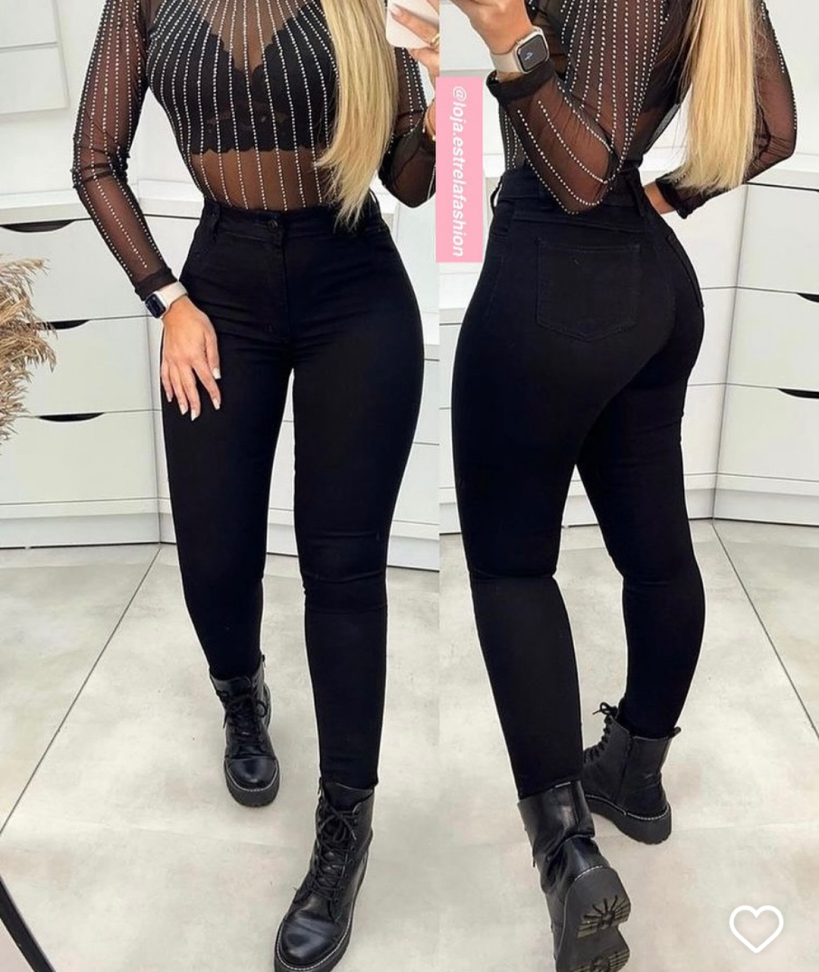 Calça jeans skinny preta 14440 - #2