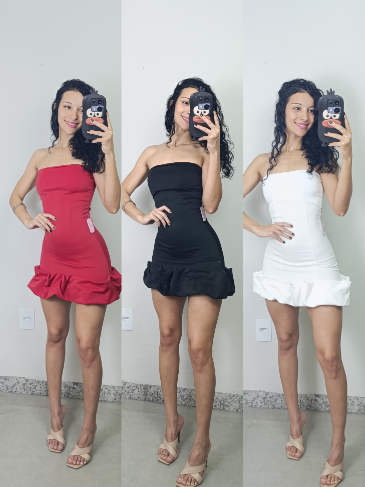 Vestido neoprene babado 544